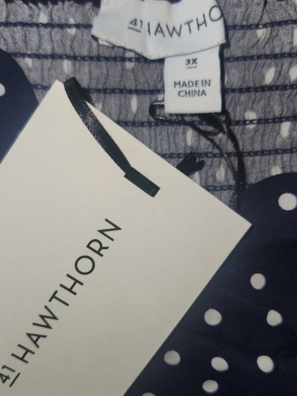 NWT 41 Hawthorn Navy White Polka Dot Dress Size 3x Scalloped Neckline Pockets - Picture 6 of 6